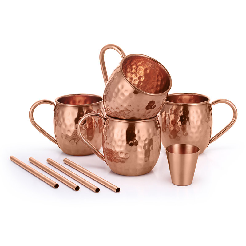 AVADOR 9 Piece 16 oz. Copper Drinking Glass Set Wayfair